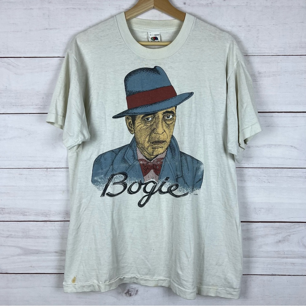 Vintage Humphrey Bogart T-Shirt Movie Actor Tee 80s Single Stitch Mens Large